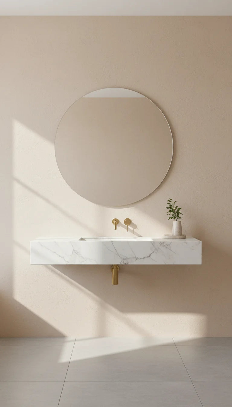 Frameless Round Wall Mirror 70x70 cm – Minimalist Modern Mirror for Bathroom & Living Room