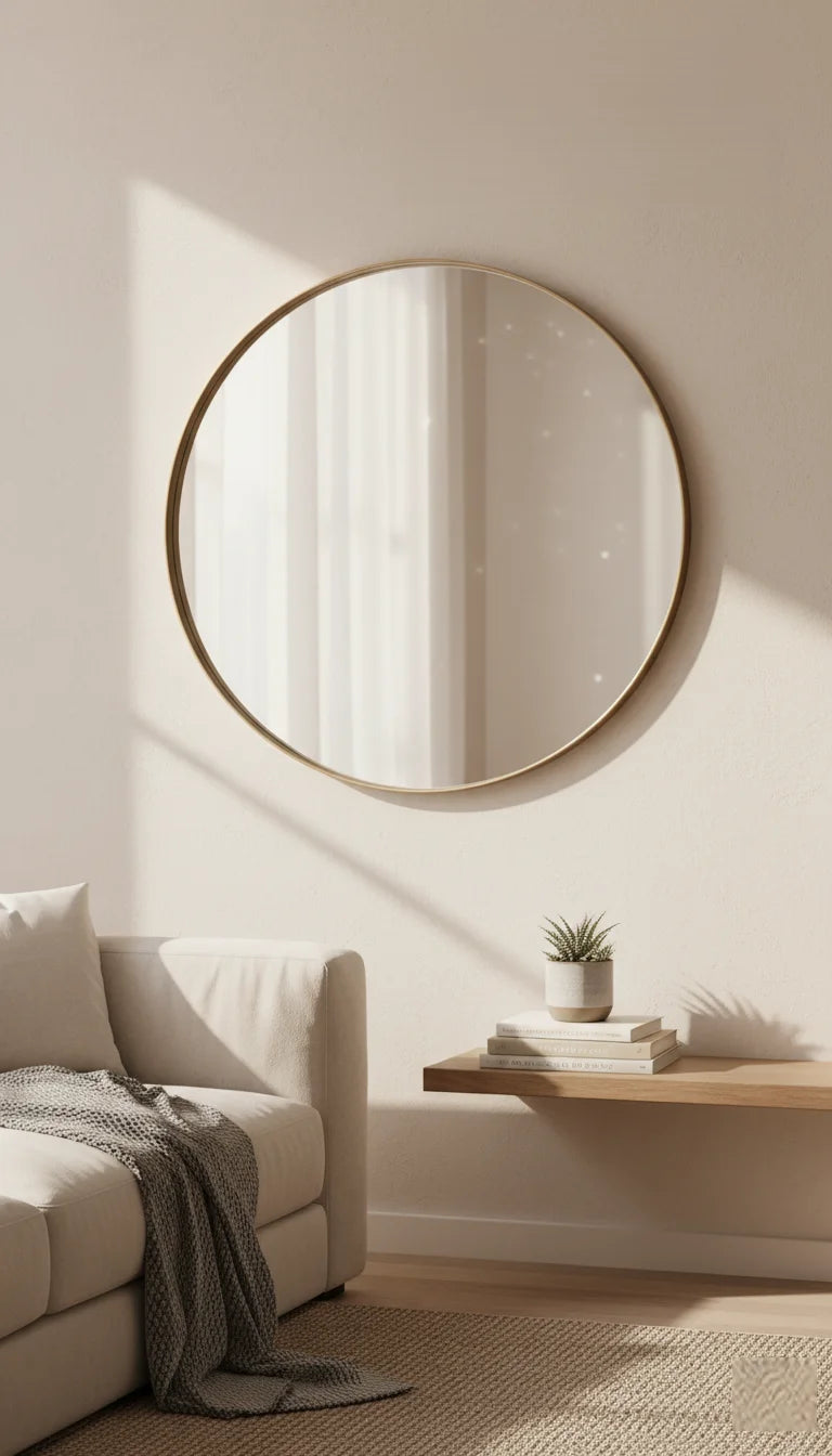 Frameless Round Wall Mirror 70x70 cm – Minimalist Modern Mirror for Bathroom & Living Room