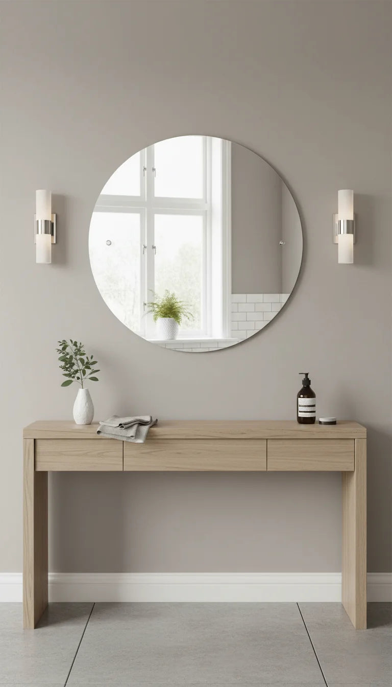 Round Frameless Wall Mirror – Sleek Modern Home Décor for Bathroom & Living Room