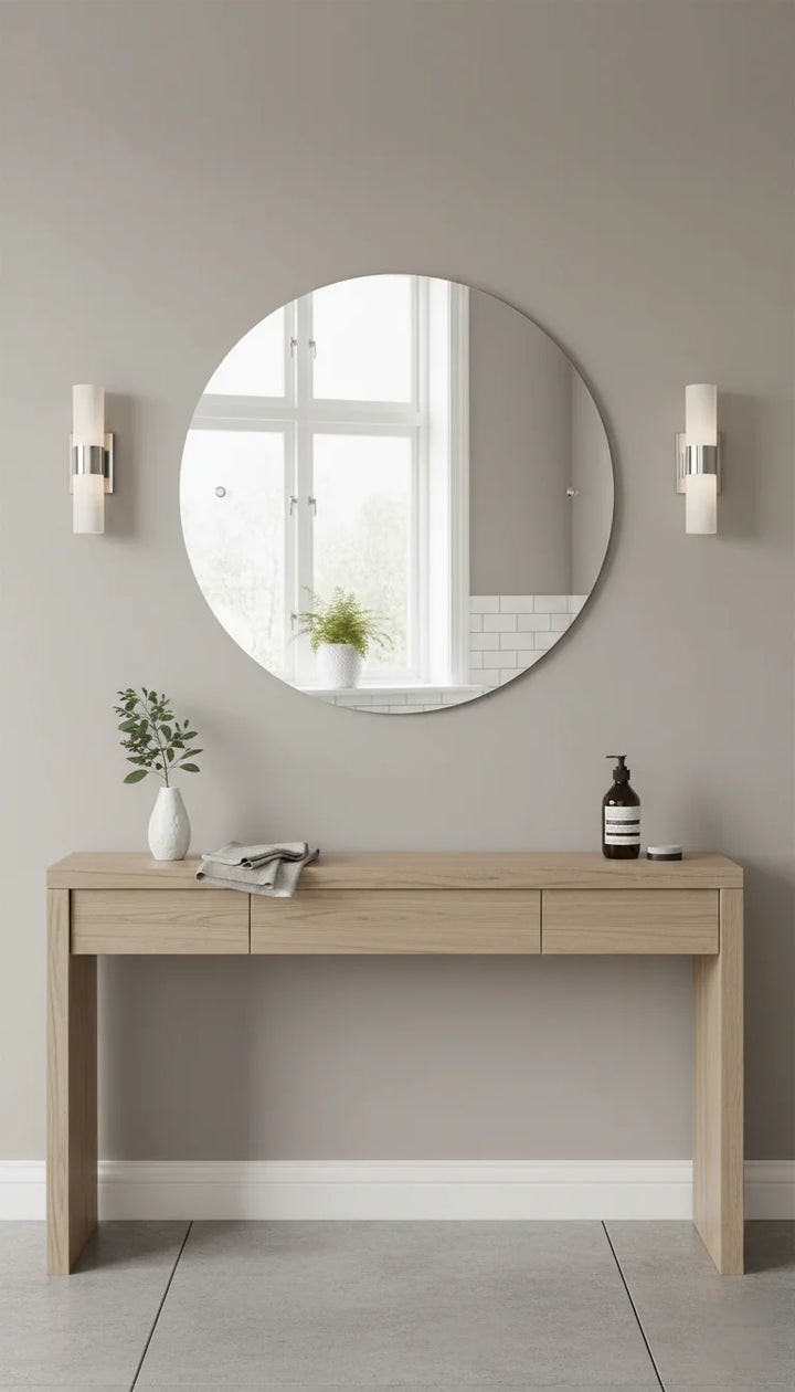 Round Frameless Wall Mirror – Sleek Modern Home Décor for Bathroom & Living Room