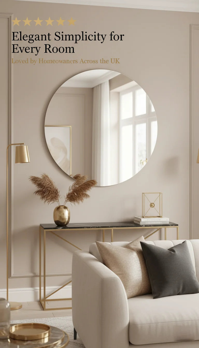 Round Frameless Wall Mirror – Sleek Modern Home Décor for Bathroom & Living Room