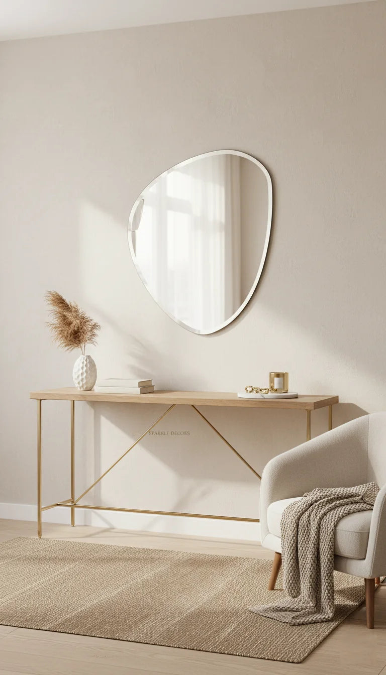 Asymmetric Frameless Wall Mirror – Irregular Tear Drop Design for Modern Homes
