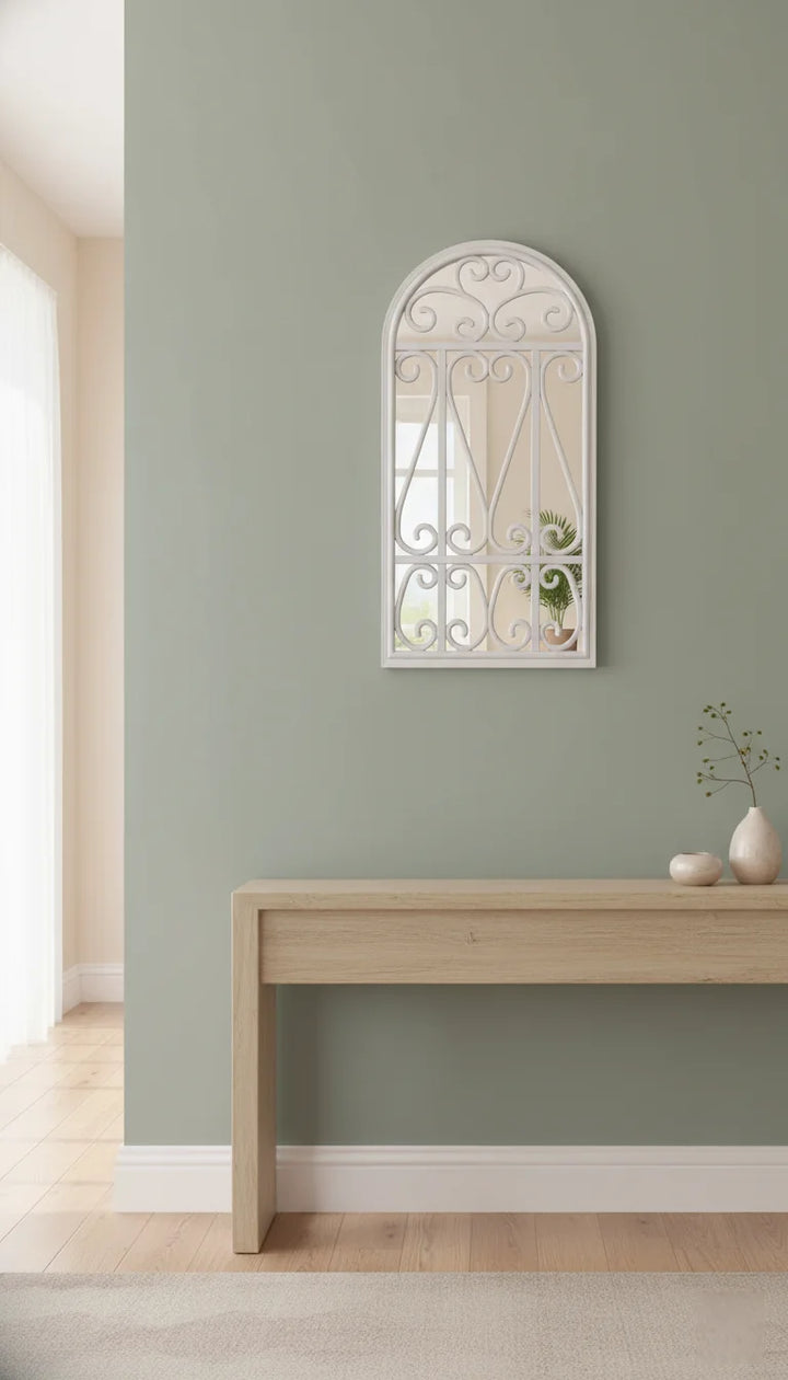 Elegant White Window Wall Mirror – Sparkle Decors