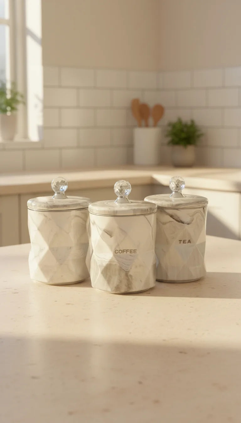 Crystal Diamante Tea Sugar Coffee Canister Set – Sparkle Decors