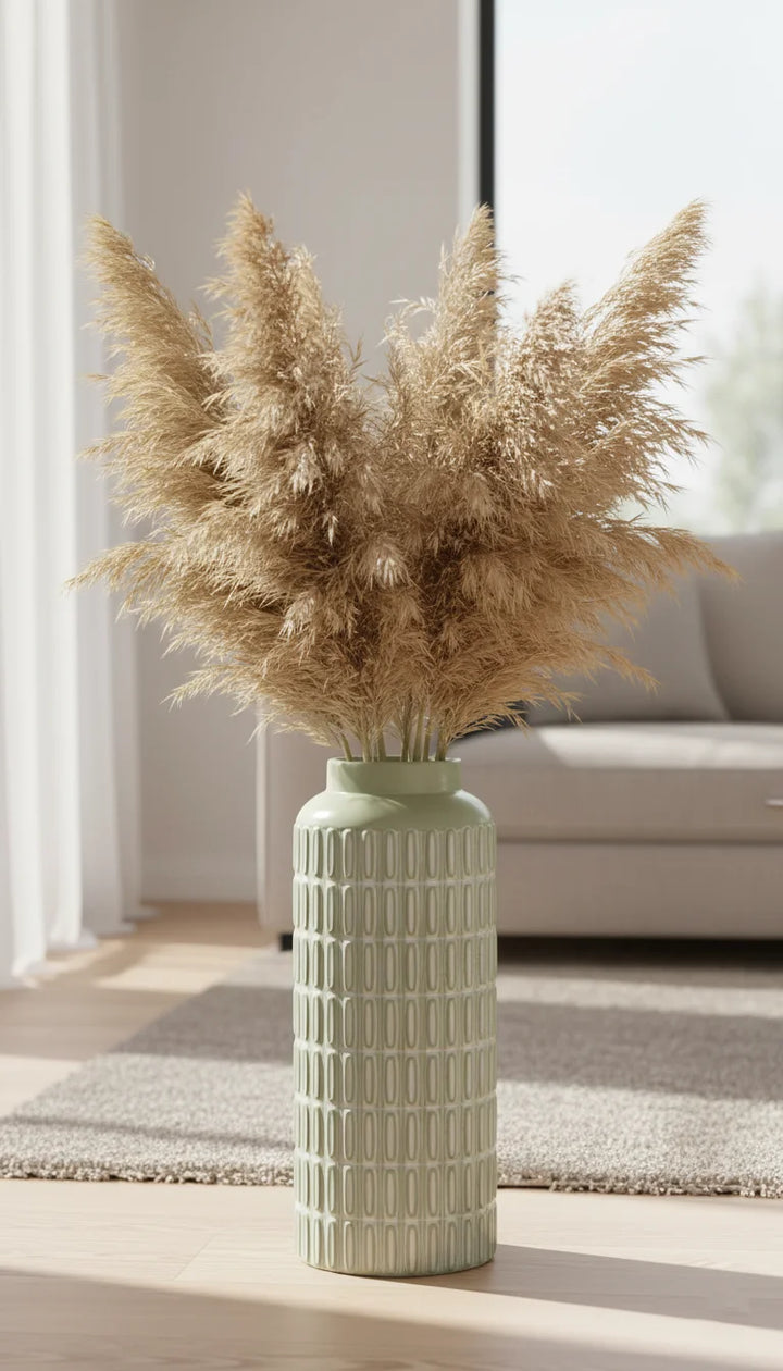 Isla 54cm Tall Green Metal Floor Vase for Home Décor | Sparkle Decors