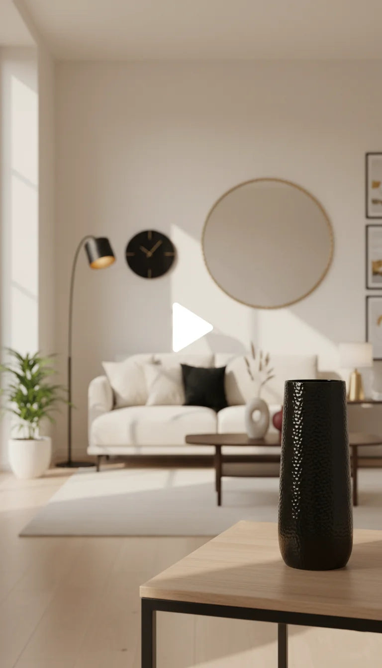 Hammered Matte Ceramic Vase 35cm Modern Home Décor | Sparkle Decors