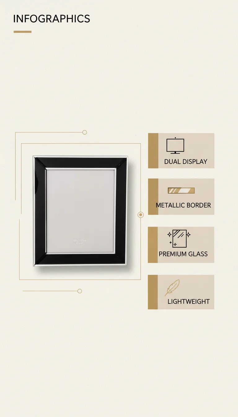Black Glass Photo Frame 8×10 – Elegant Modern Display | Sparkle Decors