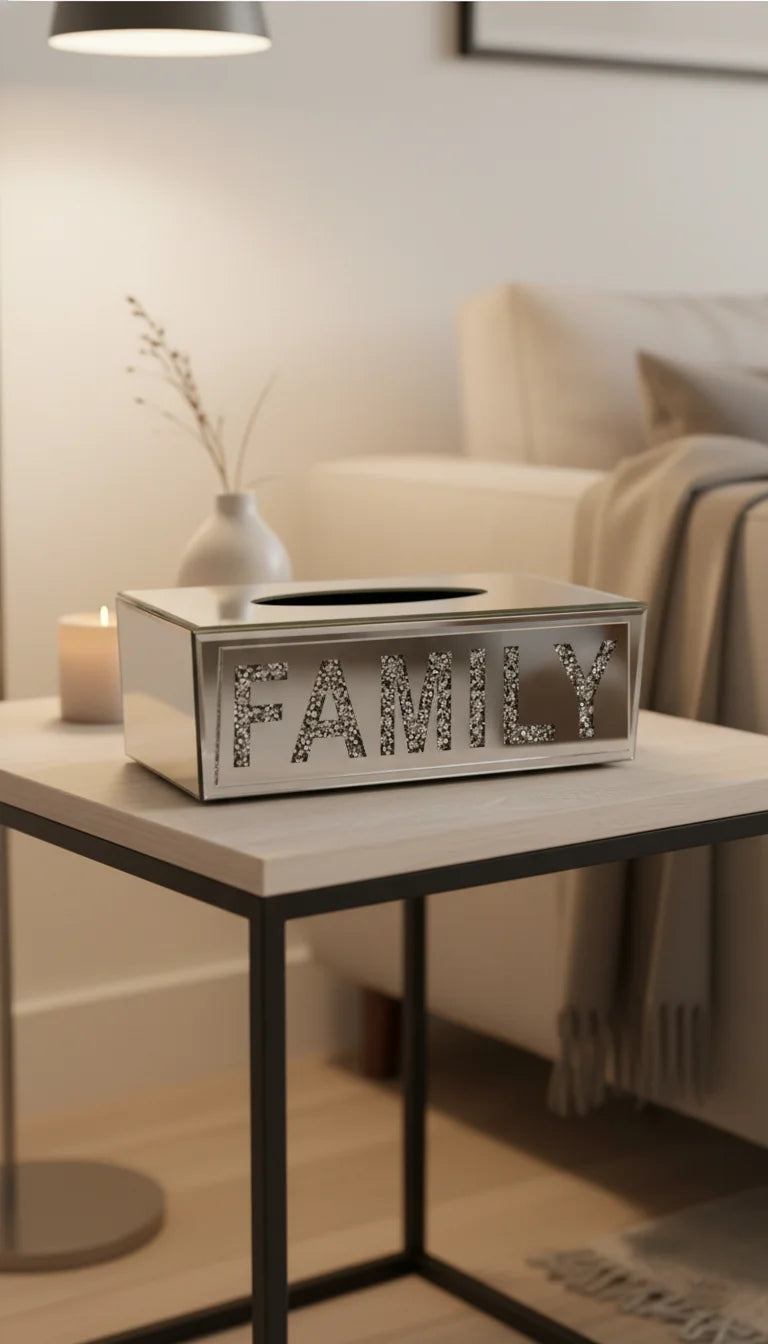 Silver Crystal Tissue Box – Luxury Sparkle Décor Holder | Sparkle Decors