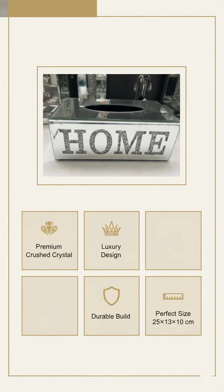 Silver Crushed Crystal Tissue Box – Luxury Sparkle Décor | Sparkle Decors