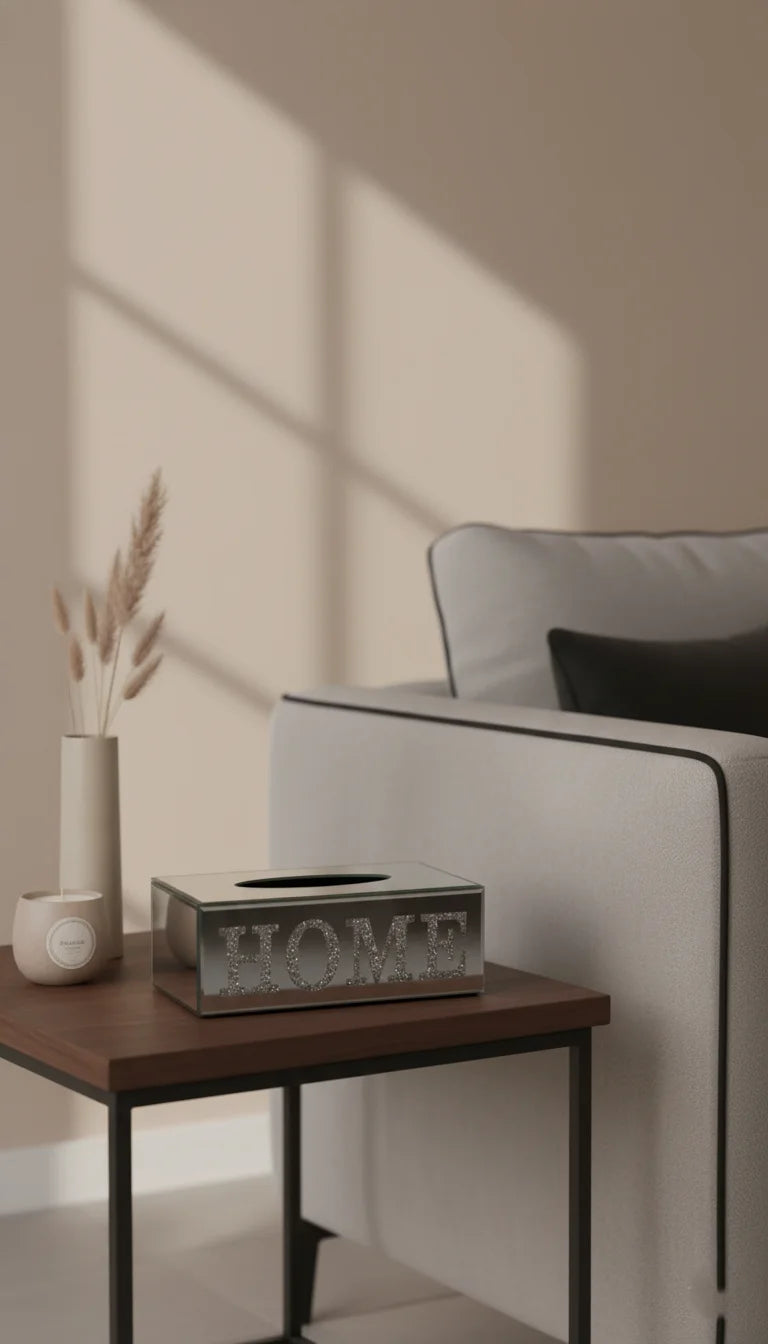 Silver Crushed Crystal Tissue Box – Luxury Sparkle Décor | Sparkle Decors