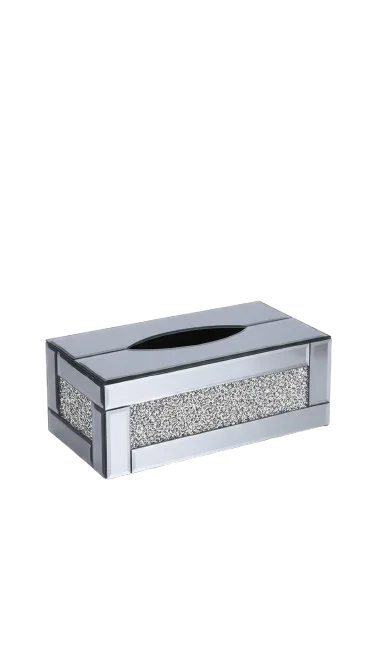 Silver Crystal Tissue Holder with Diamond Border | Sparkle Decors