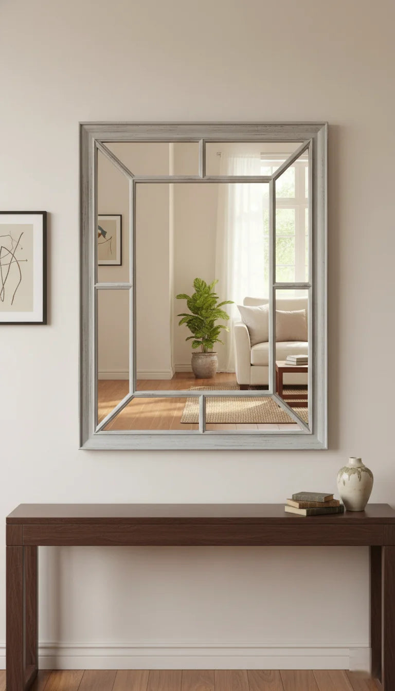 Sparkle Decors 60×76cm Antique Window Style Rectangle Mirror — Window Pane Panel