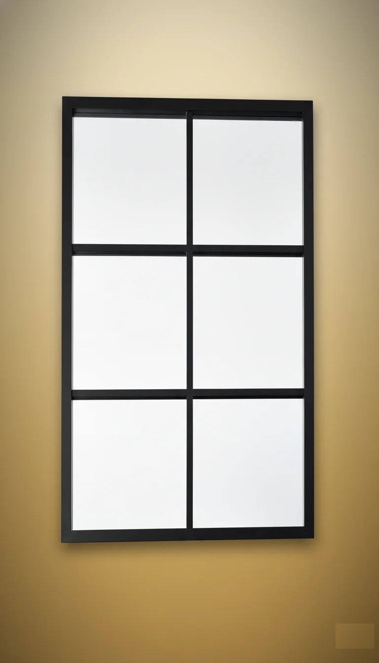 Sparkle Decors Window Style Metal Frame Mirror — 50×76 cm (Black)