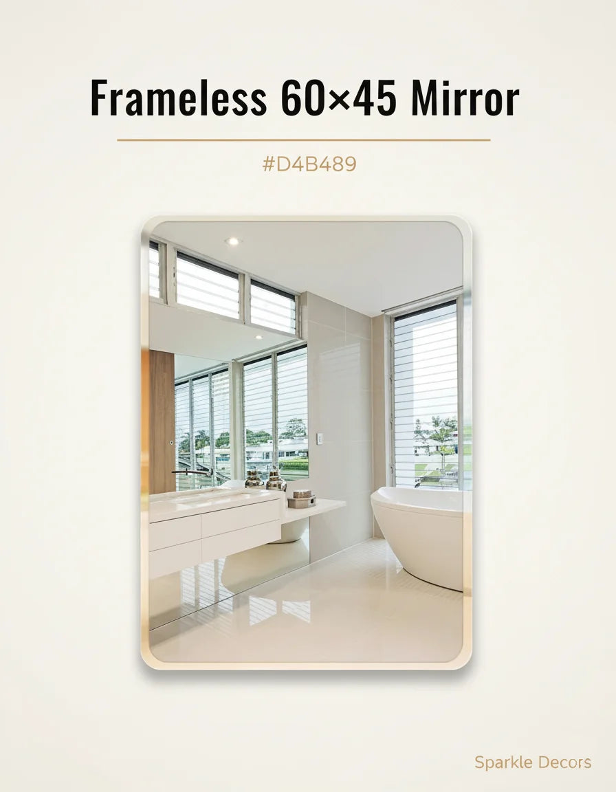 Sparkle Decors 60×45cm Frameless Wall Mirror — Rounded Corner, Polished Edge