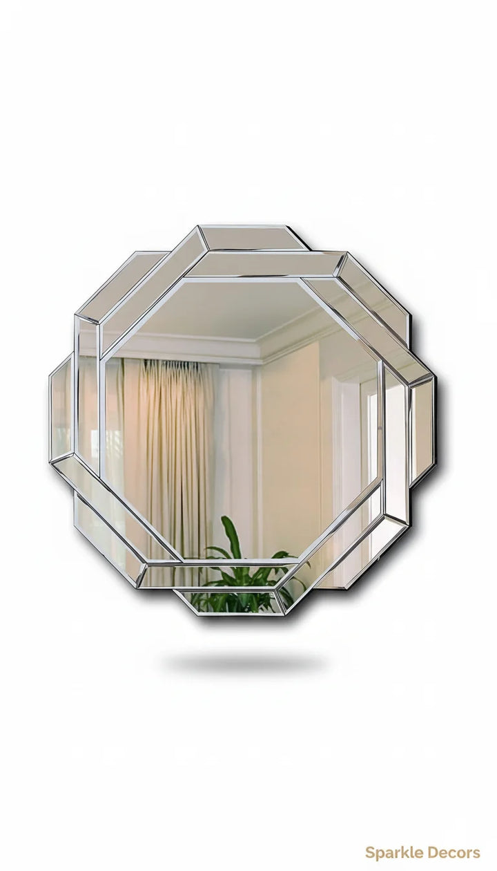 Sparkle Decors 60cm Dual Octagonal Silver Wall Mirror — Round Statement