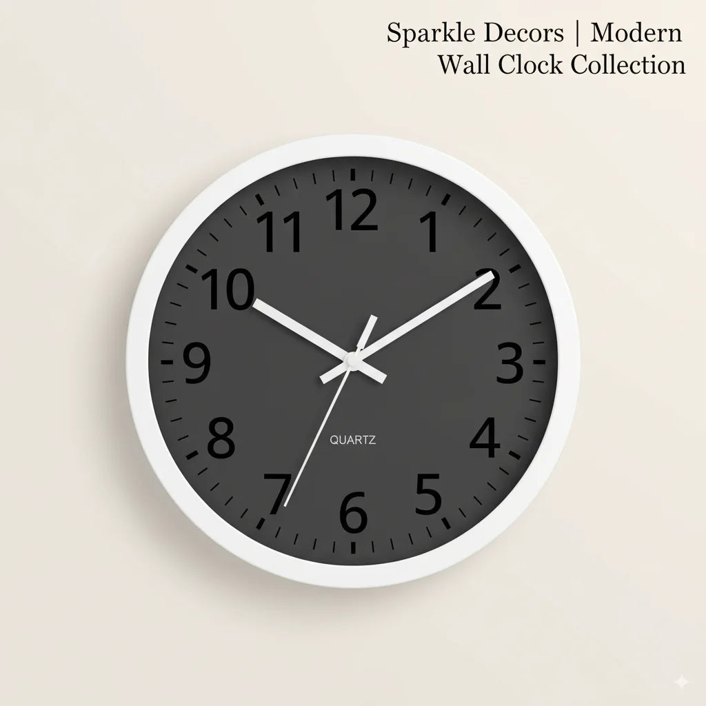 Modern Round Wall Clock 29cm – Silent Grey Minimalist Home Timepiece | Sparkle Decors UK