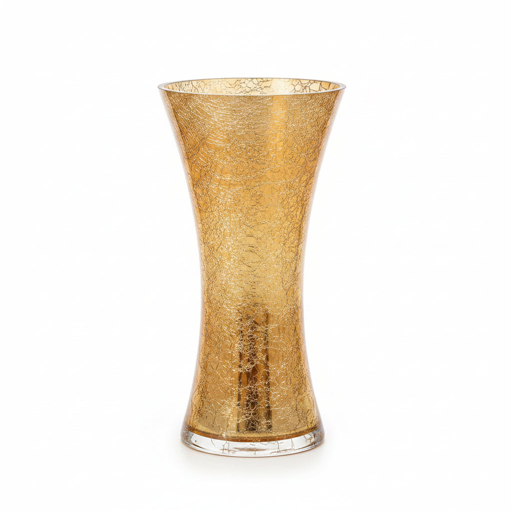 Gold crackle glass vase home office decoration