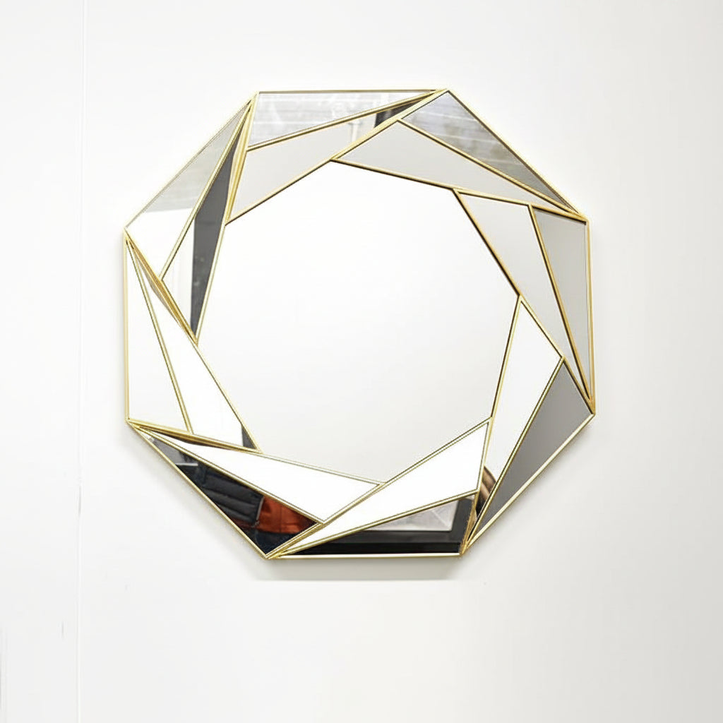 Gold octagonal wall mirror modern design