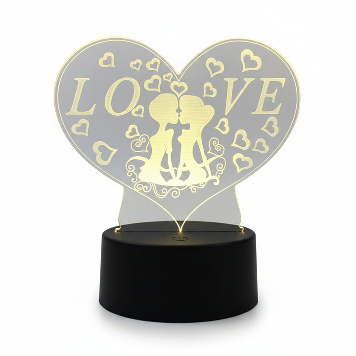 Heart LED optical illusion night lamp decor