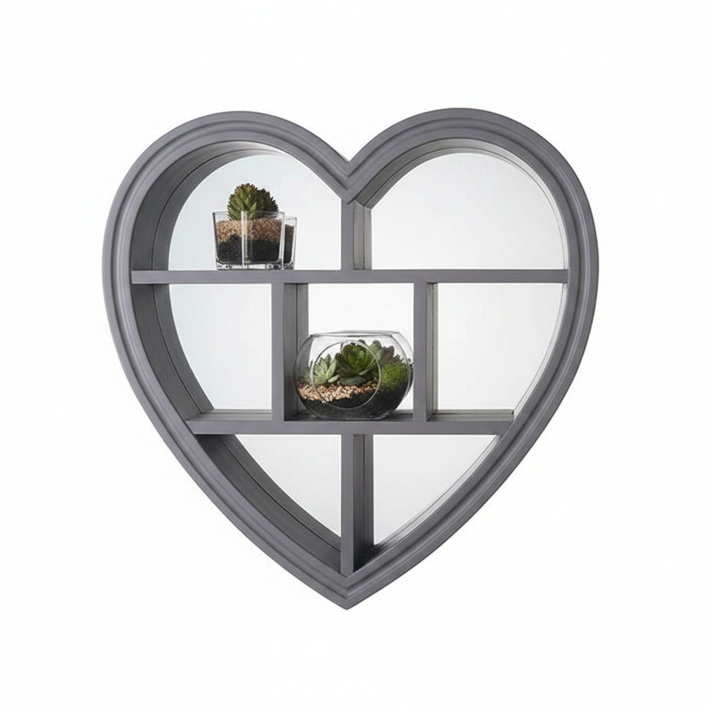 Heart mirror shelf grey wall décor