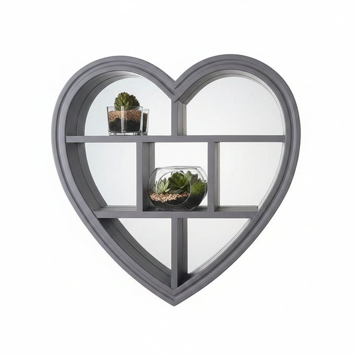 Heart mirror shelf grey wall décor