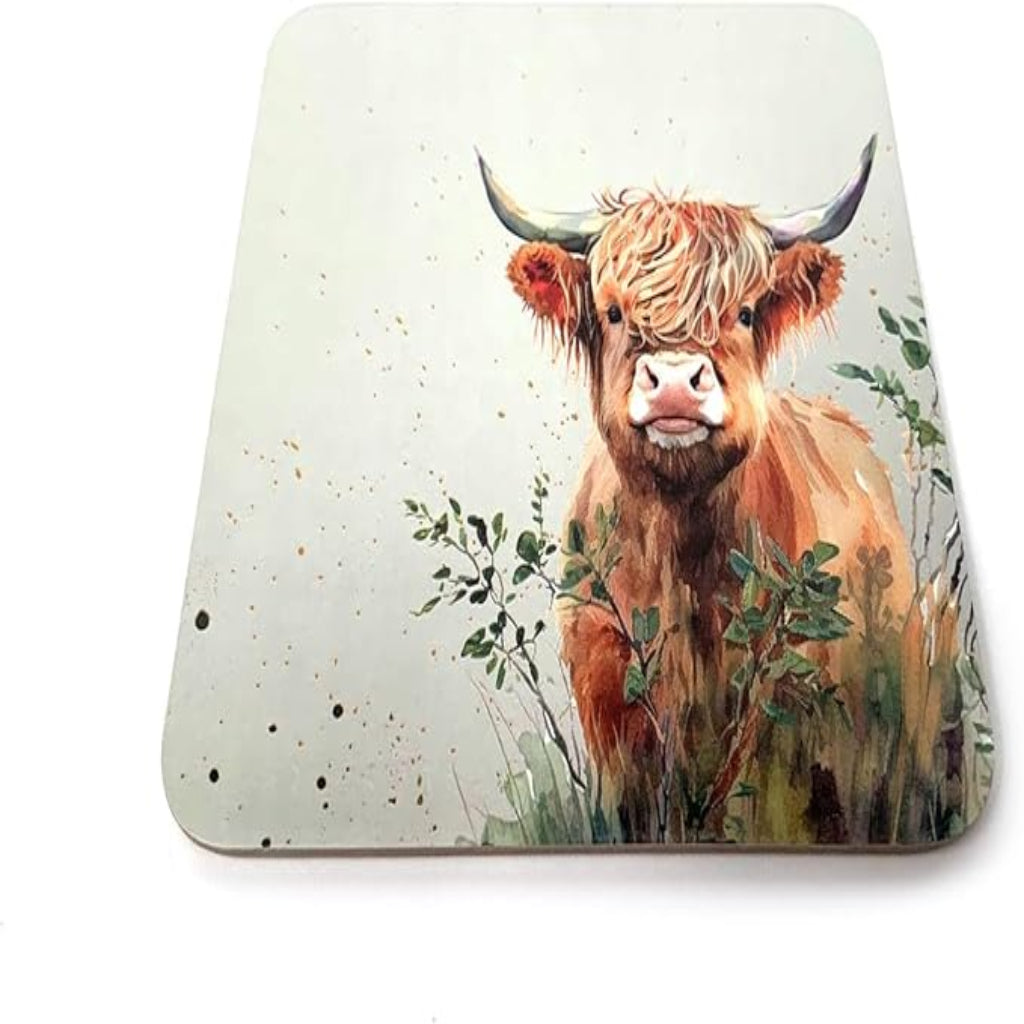 Highland cow coaster set cork table mats