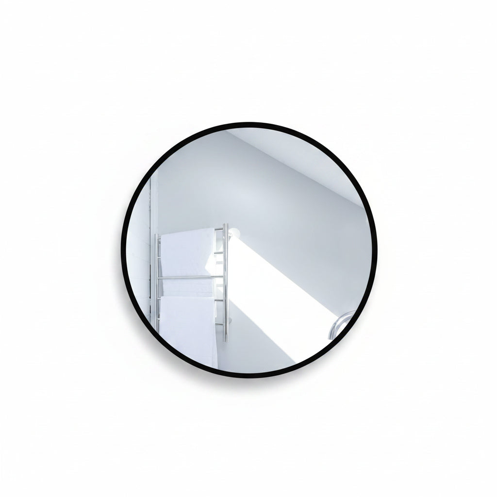 Industrial round black gold wall mirror 50cm