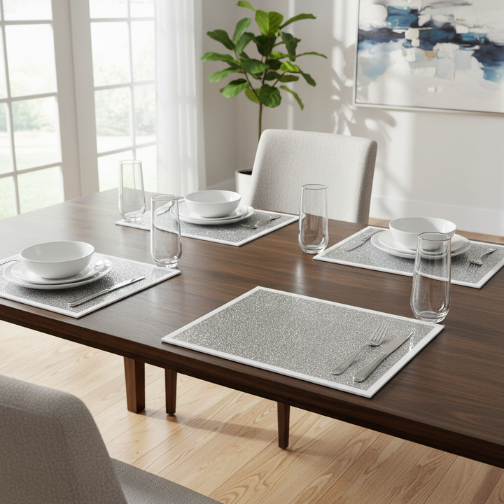 Mirrored Glass Placemat Set by sparkle decors