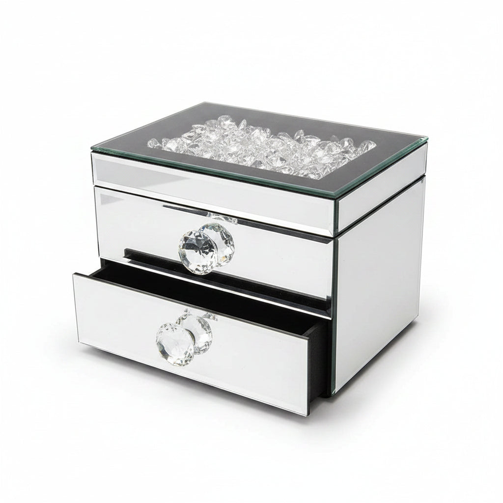 Mirrored jewelry box makeup organizer storage