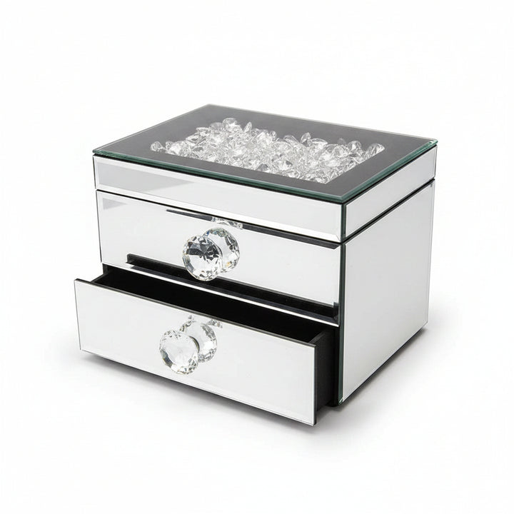 Mirrored jewelry box makeup organizer storage