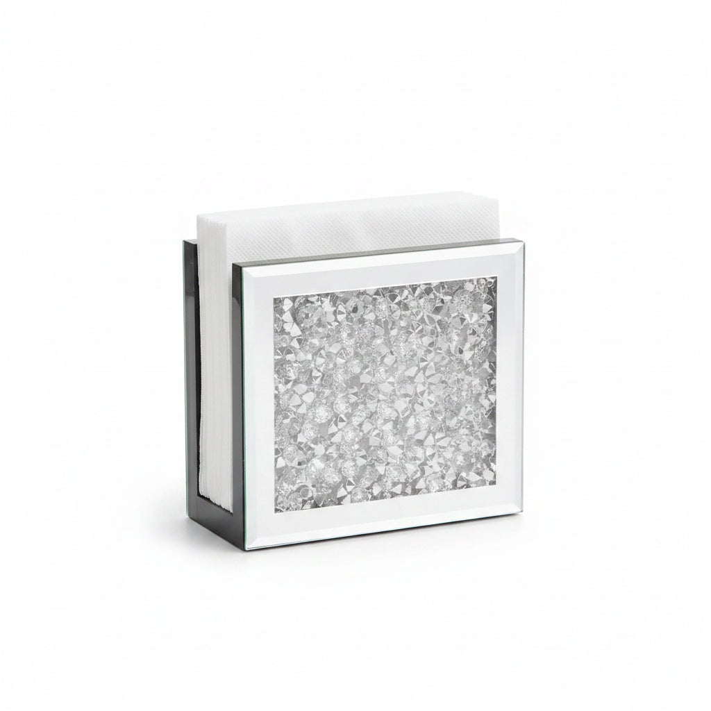 Mirrored napkin holder crushed jewel detail