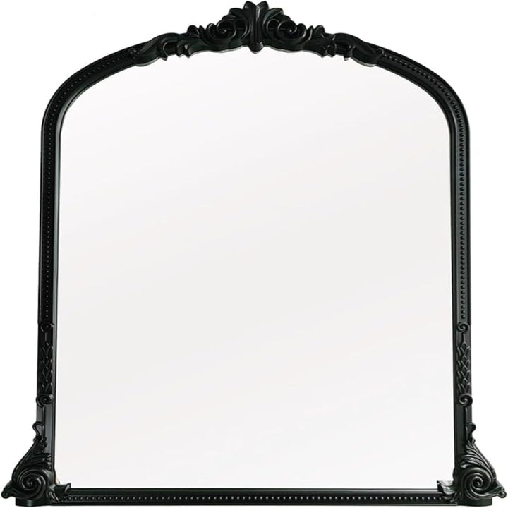 Ornate black beaded wall mirror 70x80cm