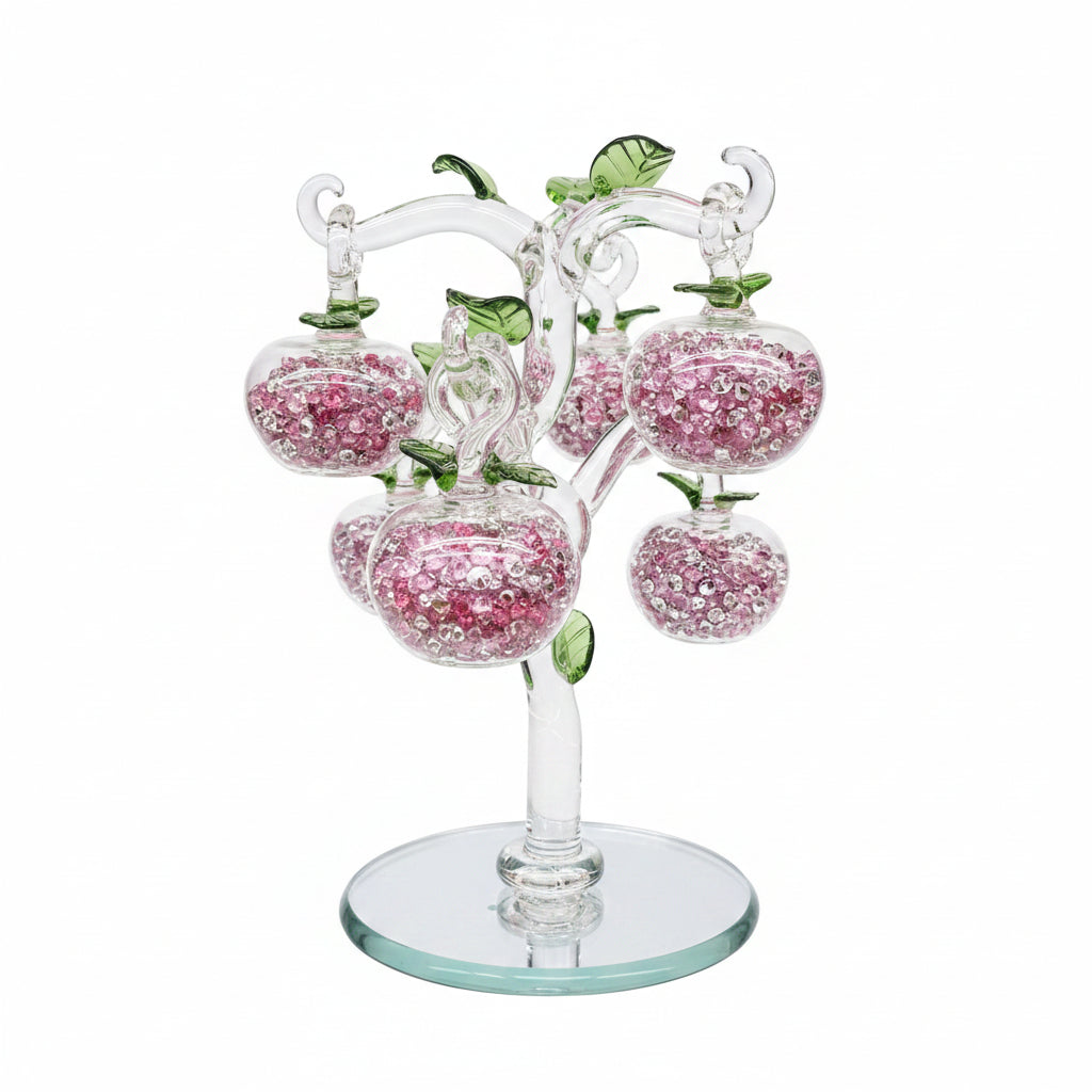 Pink Crystal Apple Ornament crushed diamond glass apple decor