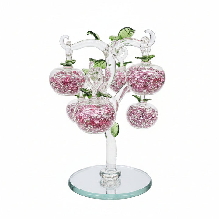 Pink Crystal Apple Ornament crushed diamond glass apple decor
