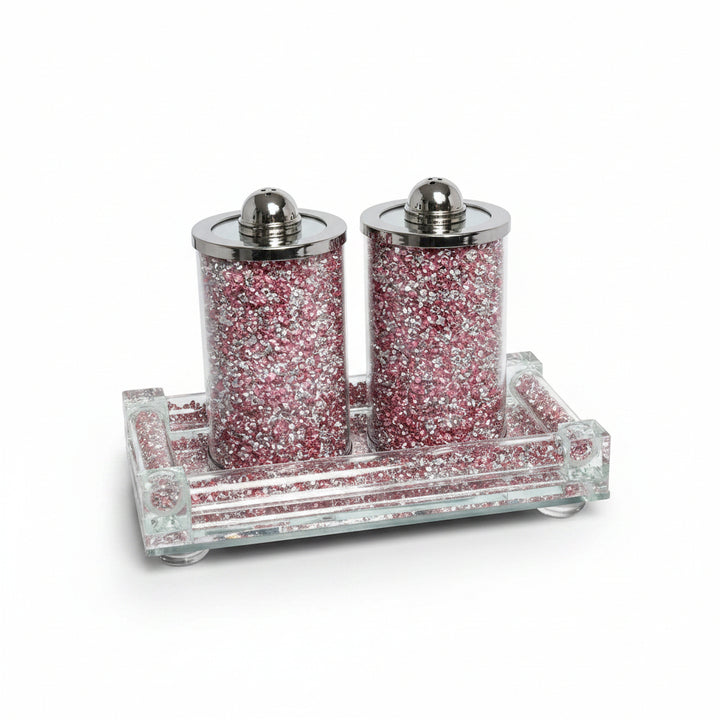 Pink crushed crystal tea coffee sugar canisters kitchen storage jars