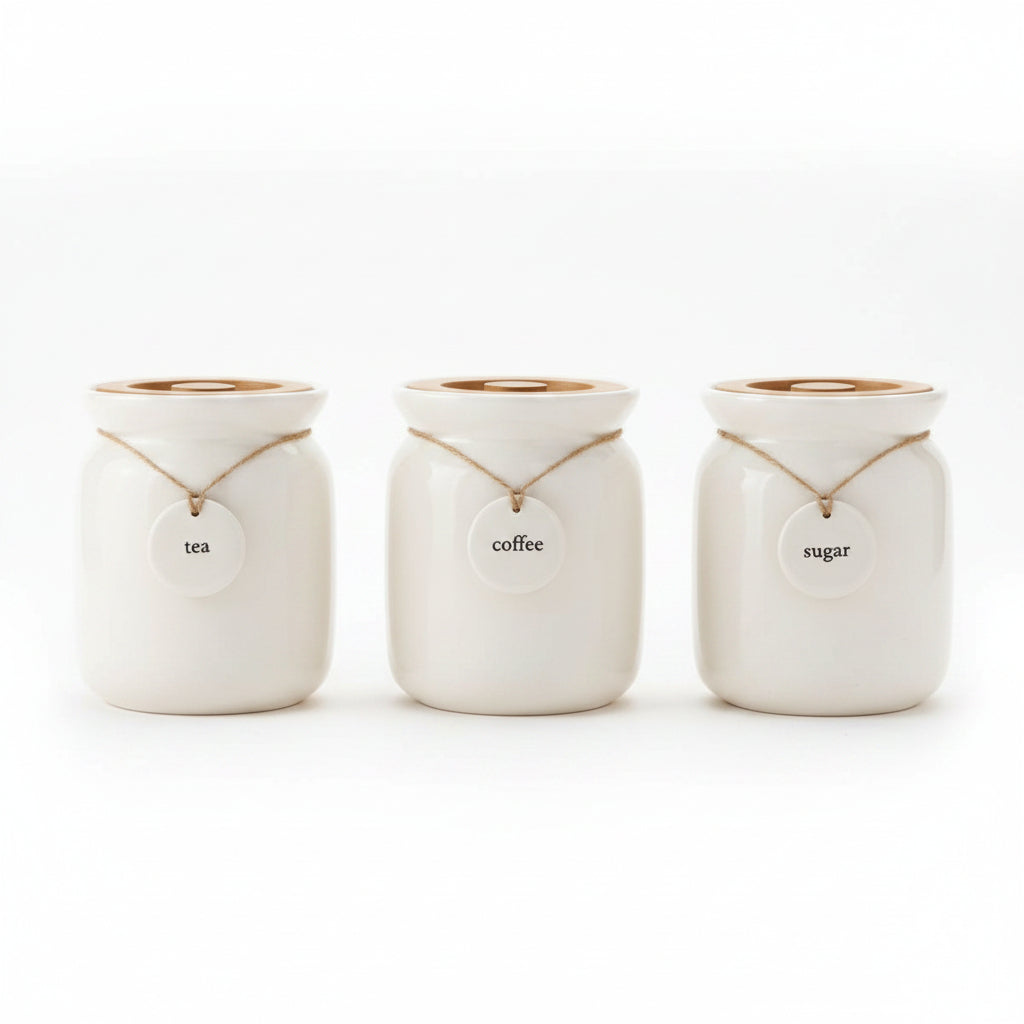 Rope label canister set rustic design