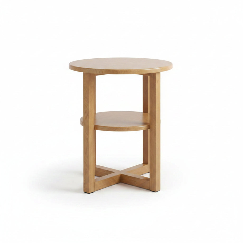 Round oak side table lamp furniture