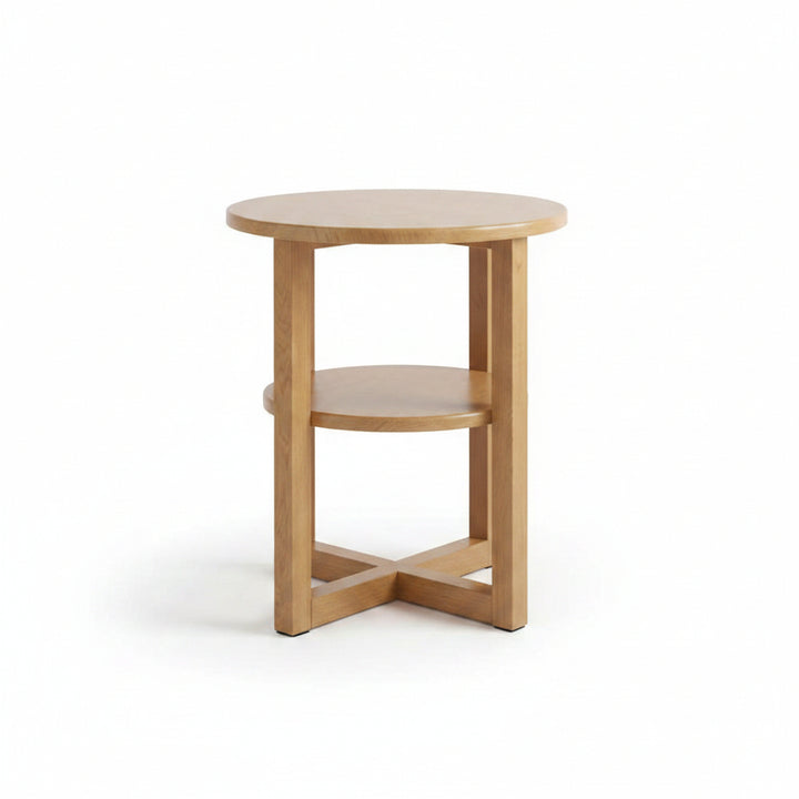 Round oak side table lamp furniture