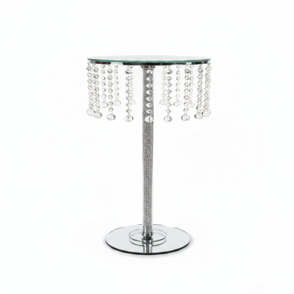 Round top diamond mirrored side table