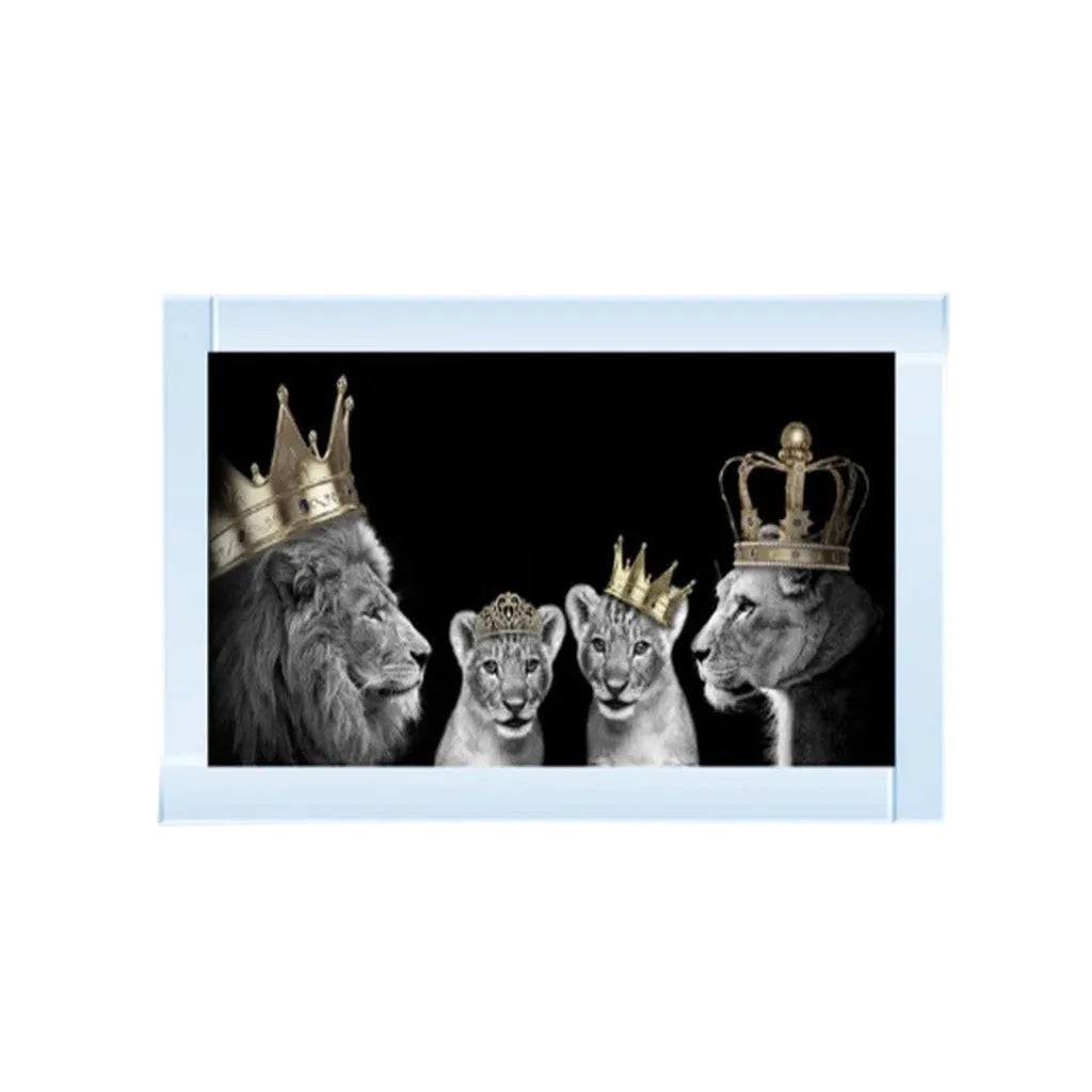 Royal lions glitter wall art mirrored frame
