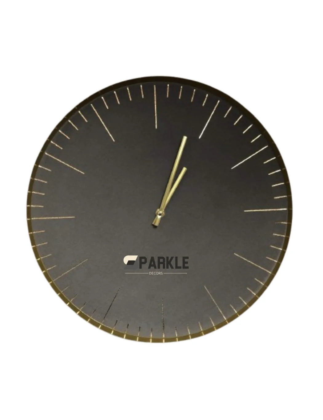Sparkle Decors Round Velvet Touch Wall Clock with Golden Metal Frame – Luxury 38cm Wall Clock (Beige)