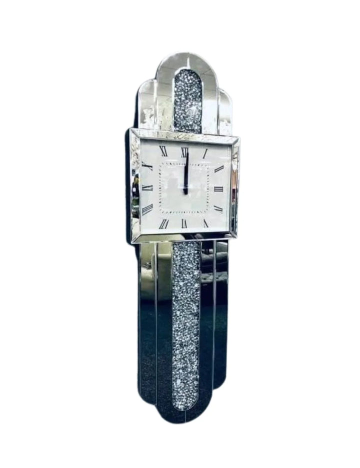 Tall 100cm Grandfather Mirror Wall Clock – Crystal Finish – Sparkle Decors
