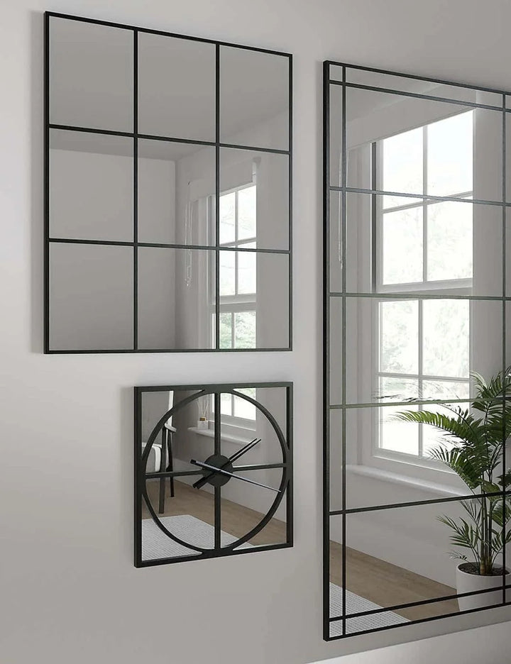 Square Black Wall Clock – 50cm Decorative Timepiece for Home & Office