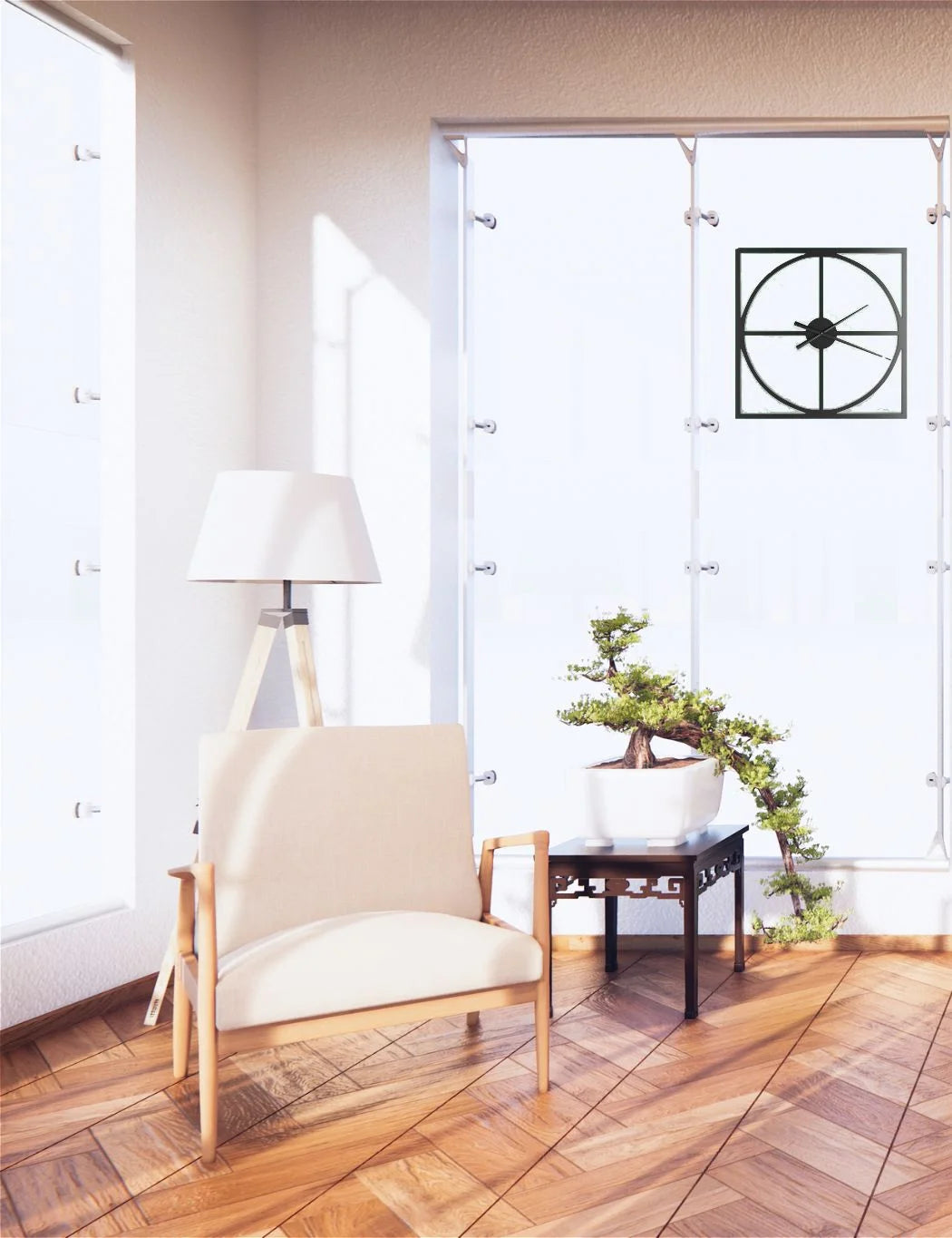 Square Black Wall Clock – 50cm Decorative Timepiece for Home & Office