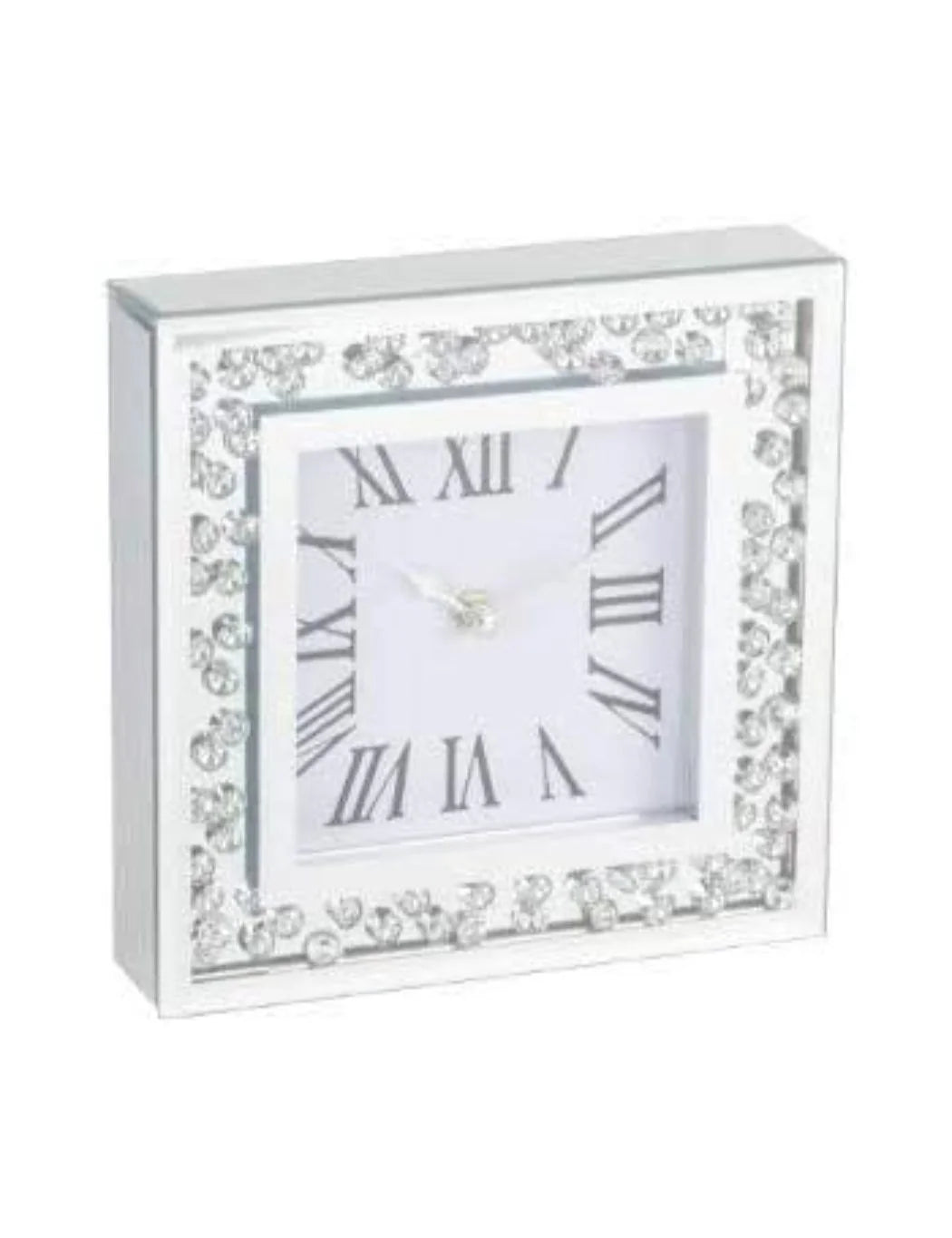Elegant Floating Crystal Square Desk Clock – Roman Numerals, Silent