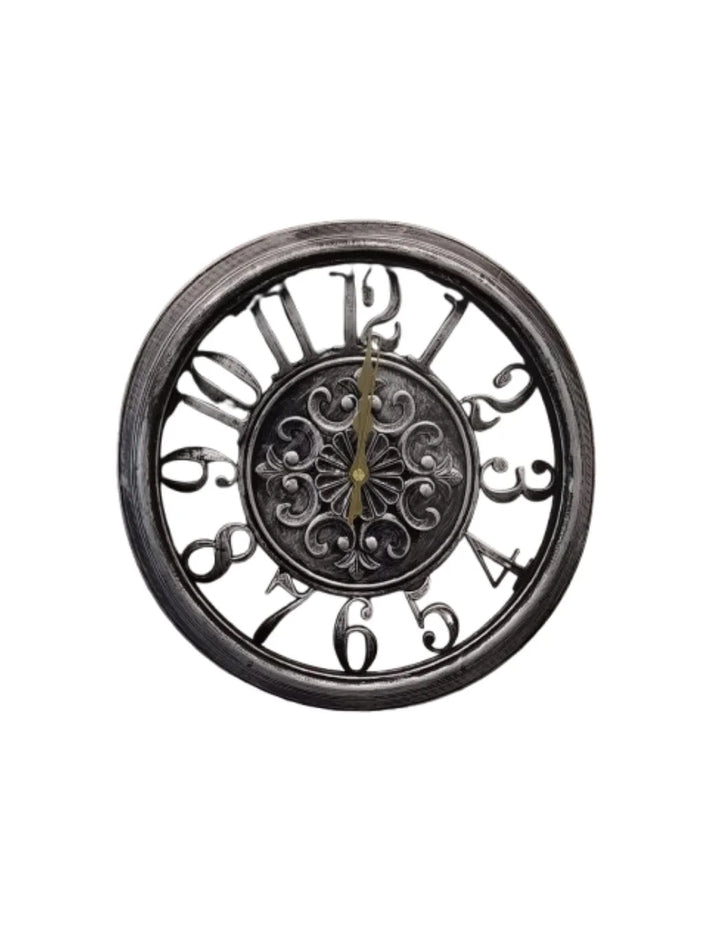 Grey Vintage Style Round Gear Wall Clock – 33cm Silent Design