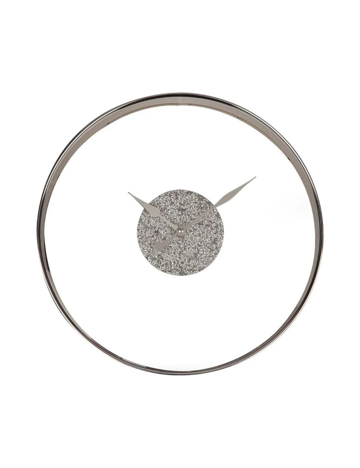 Silver Crushed Crystal Wall Clock – Silent Round Design