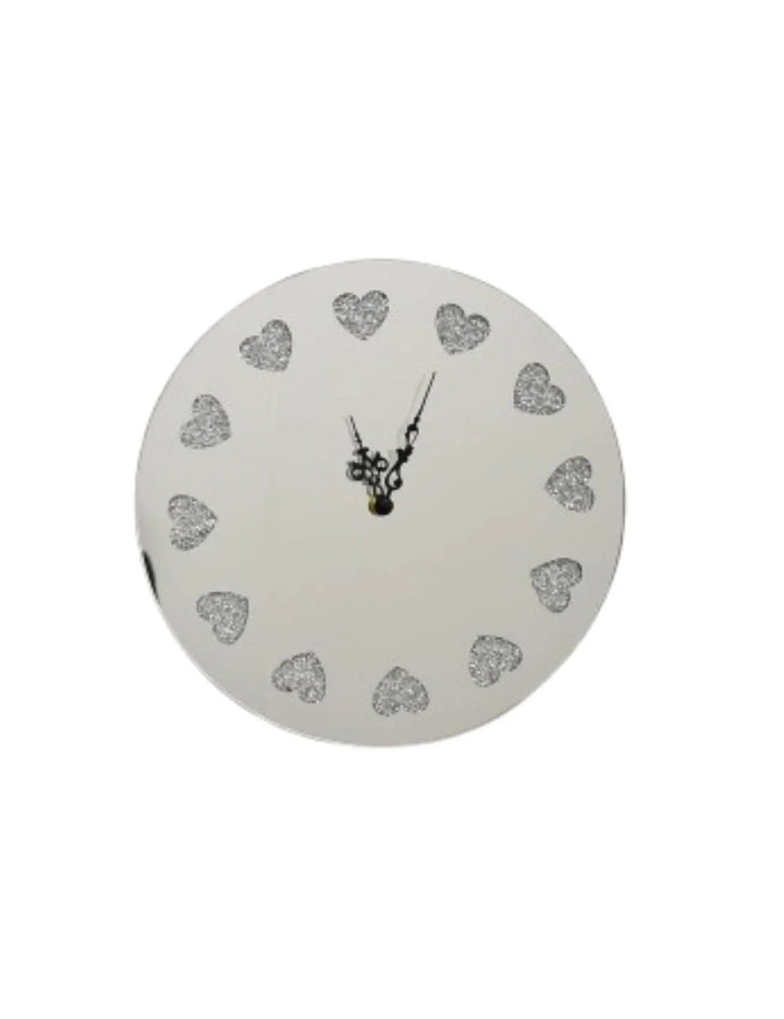 40cm Silver Crushed Crystal Wall Clock – Silent Round Design