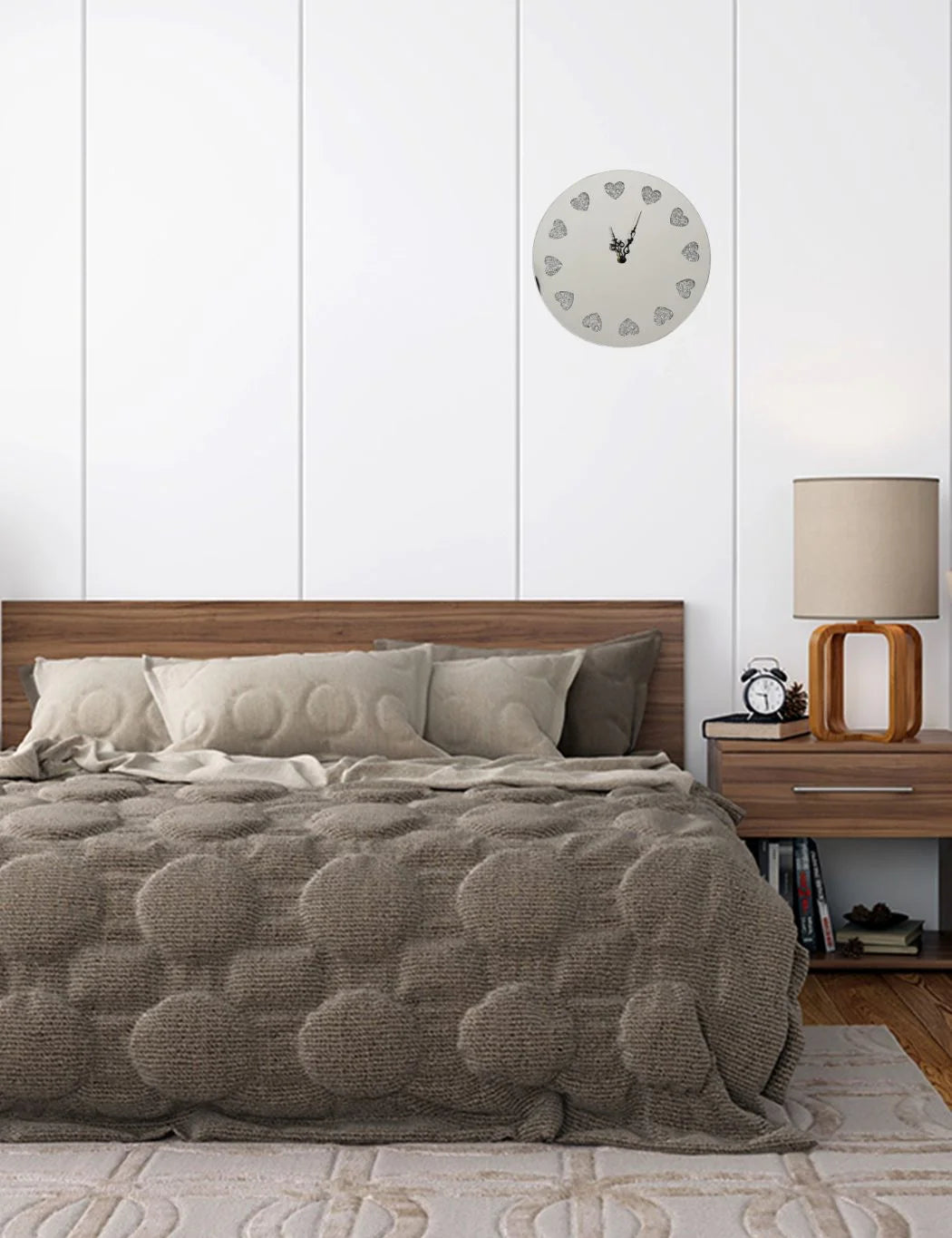 Silver Crushed Crystal Wall Clock 40cm – Silent Round Luxury Design | Sparkle Decors UK