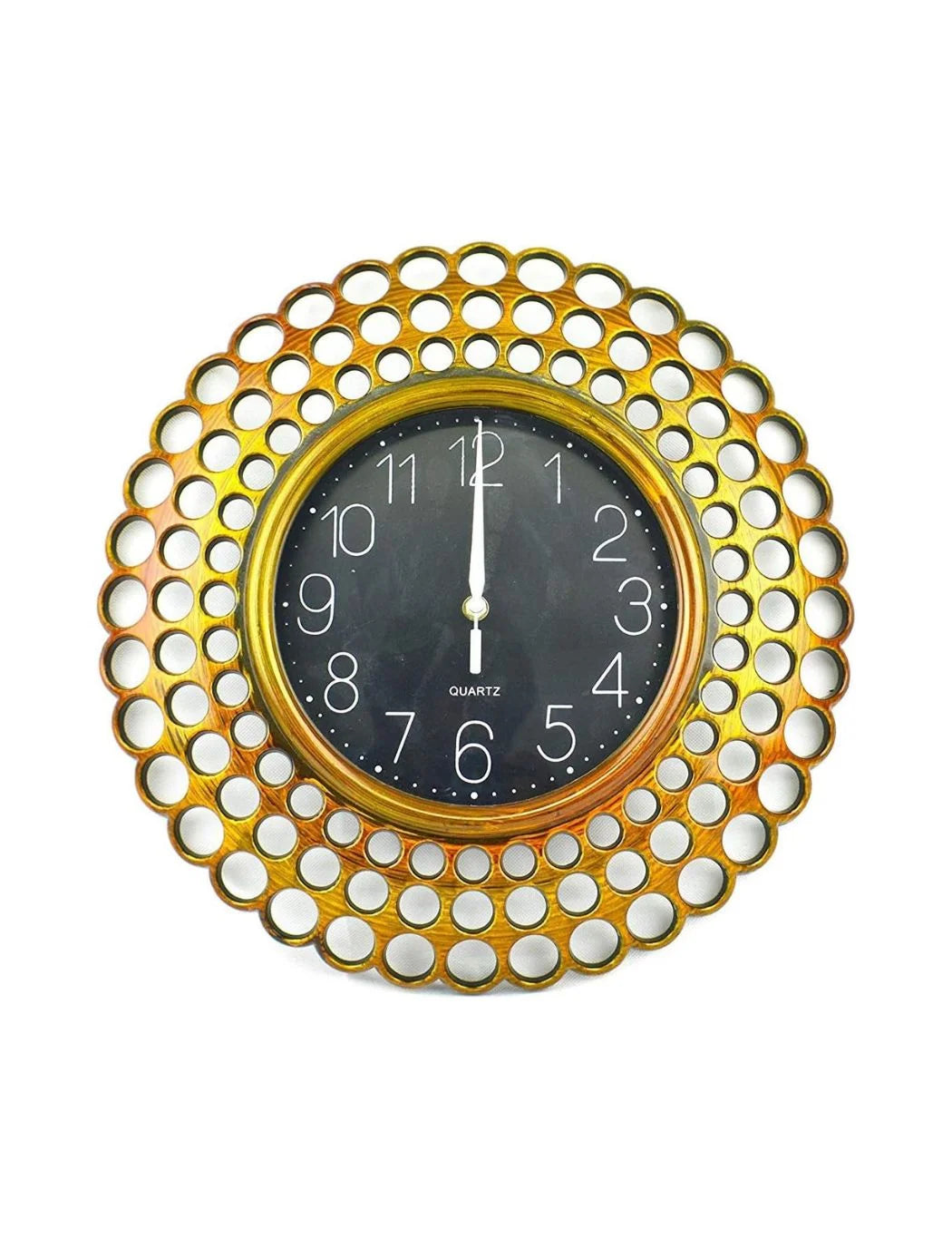 Large Vintage Copper & Gold Round Wall Clock – Silent Quartz 40cm